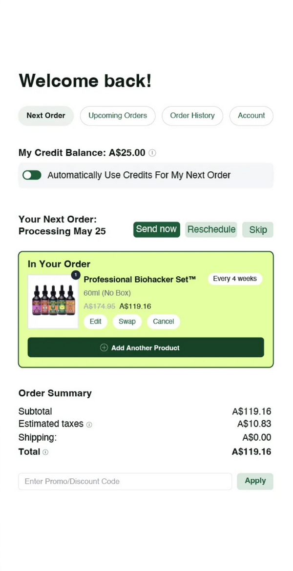 Adjust your next order