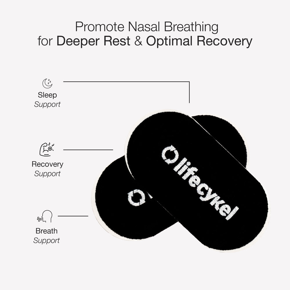 Product with 'Lifecykel' branding promoting nasal breathing benefits on a white background