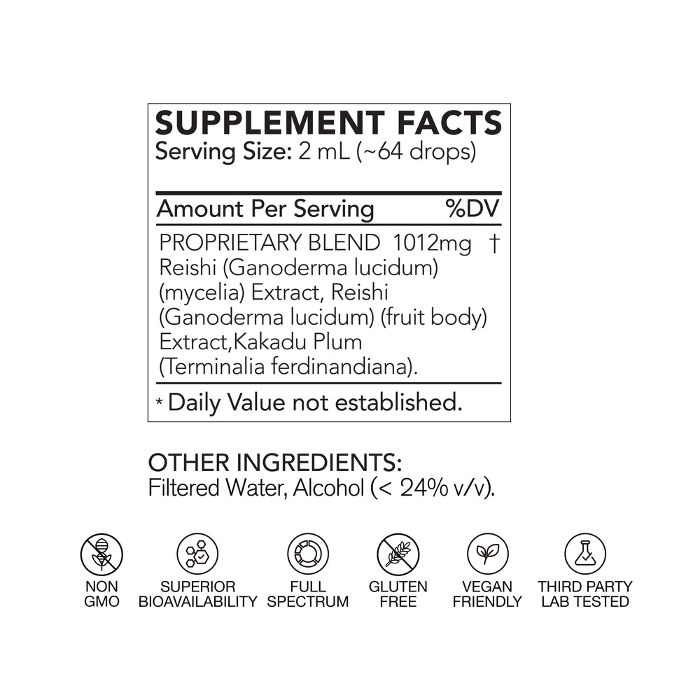 Supplement facts label with ingredients and product details on a white background